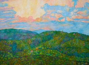 Blue Ridge Parkway Artist is Putting on her Mask and His Clothes are Growing...